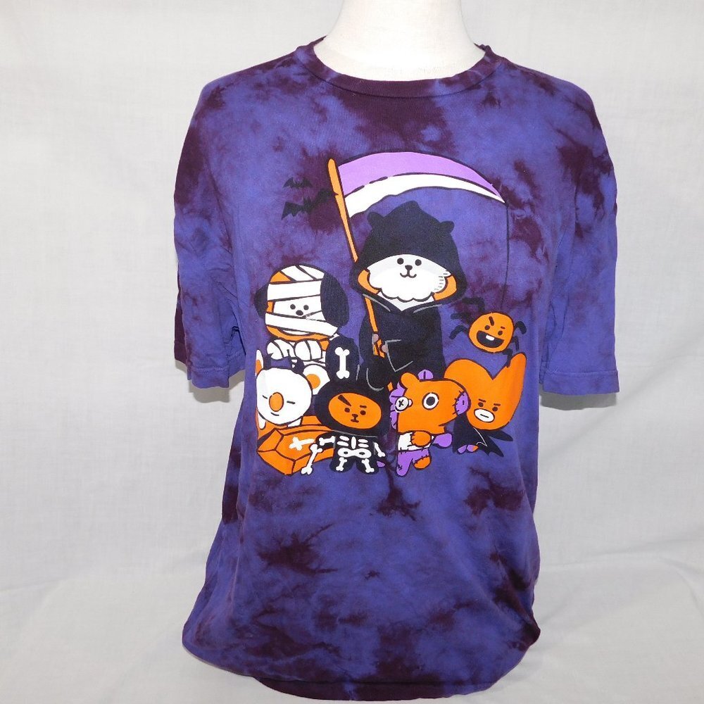 BT21 Purple tie Dye Halloween Graphic T Shirt Cooky Chimmy mang Koya Rj Unisex L